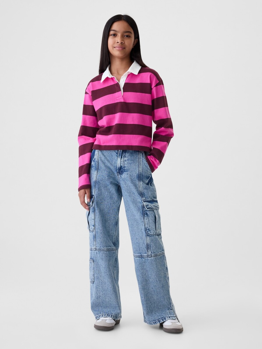 Jean Low Stride Cargo Niña - Acid Indigo Wash 