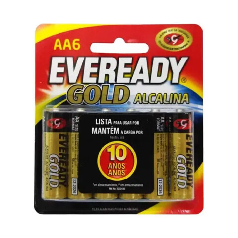 Pack x 6 Pilas AA Alcalinas Eveready Gold U