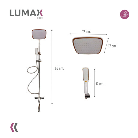 Duchero con Soporte Barral de Ducha Monocomando Baño Gris Inox