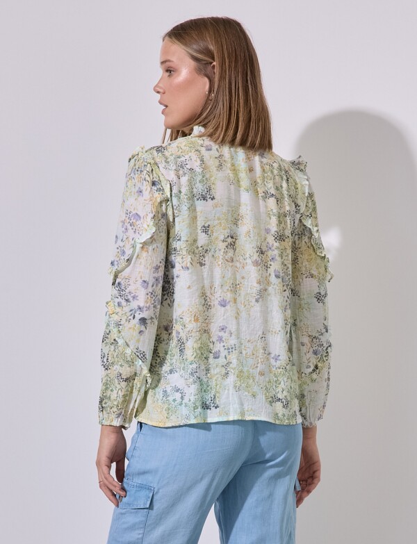 Blusa Lazo Gasa Print VERDE/MULTI