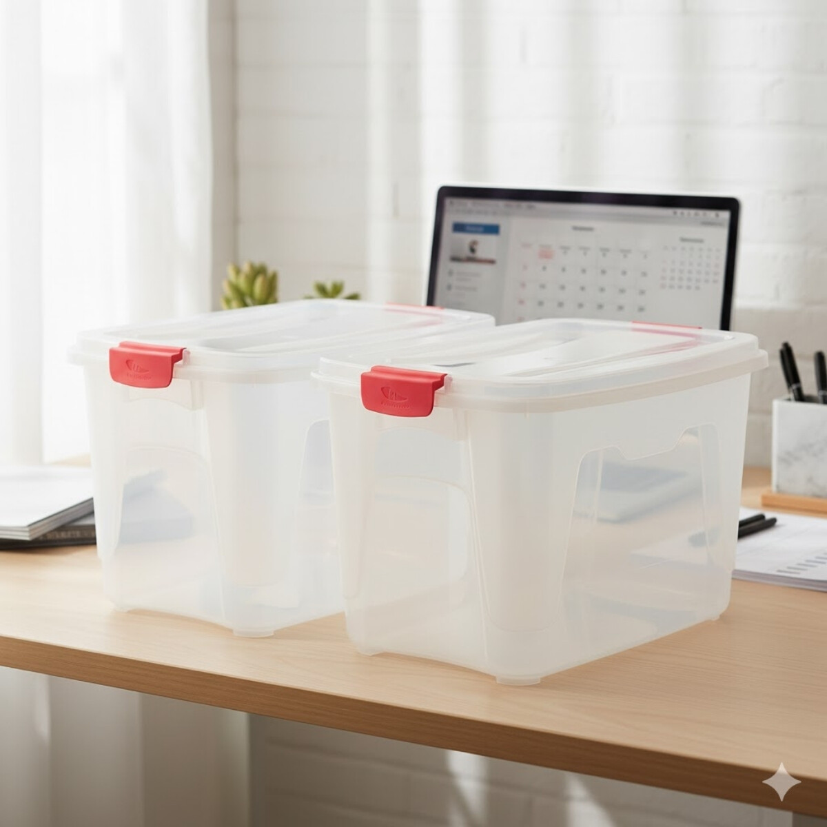 Set x2 Caja organizadora 12 lts Alta - TRANSPARENTE 