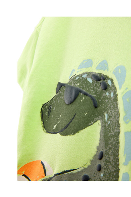 Set dos piezas de algodón, short y remera, diseño dino Sin color