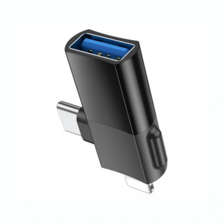 Adaptador HOCO UA17 USB-C Y Lightning A USB-A - Black Adaptador HOCO UA17 USB-C Y Lightning A USB-A - Black