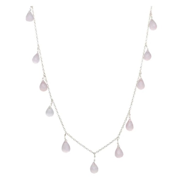 Cadena Gotas-Plata 925-Piedra Cuarzo rosa-CD2008 Conpiedra