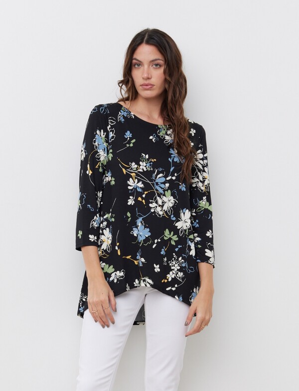 Remera Flores NEGRO/MULTI