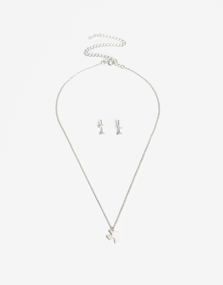 Bijouterie Set Exclusive Edition Set Aros Pasantes Y Cadena Plata 925 - Plateado Rodio