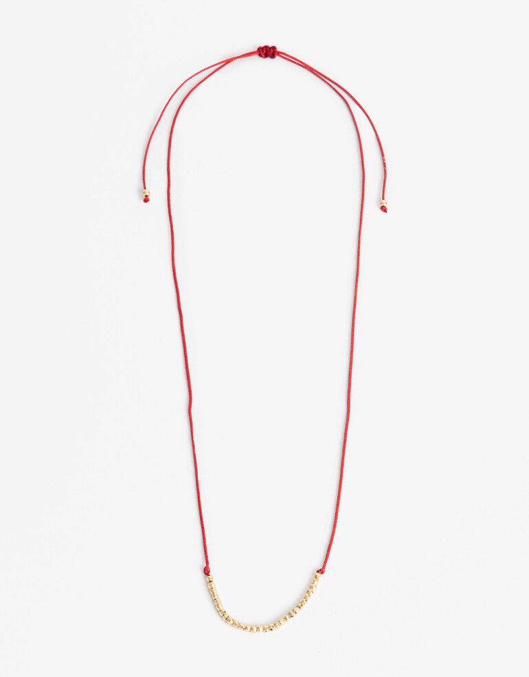 Collares Cortos Cordón Collar Corto Cordón Y Beads - Dorado