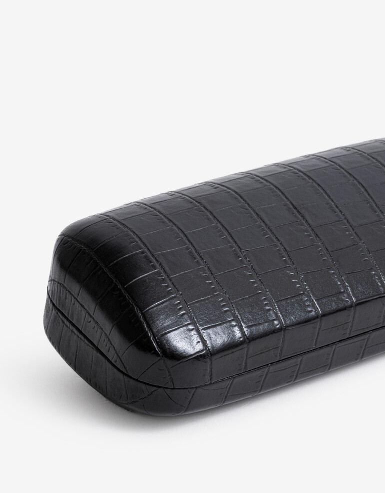 Estuches Anteojos PU Estuche Rígido De Pu Crocco. - Negro