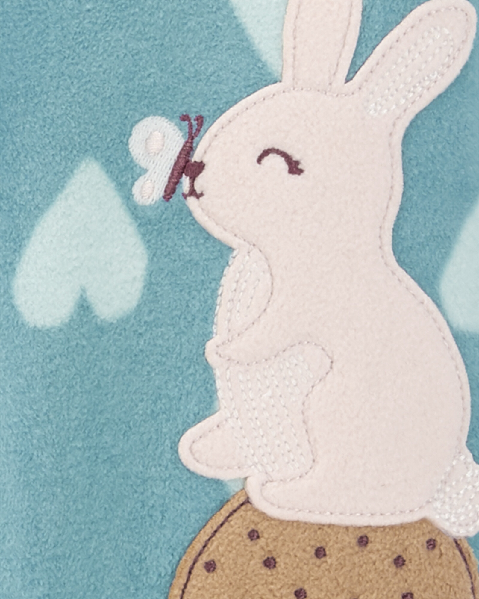 Pijama una pieza de micropolar, con pie, estampa conejo Sin color