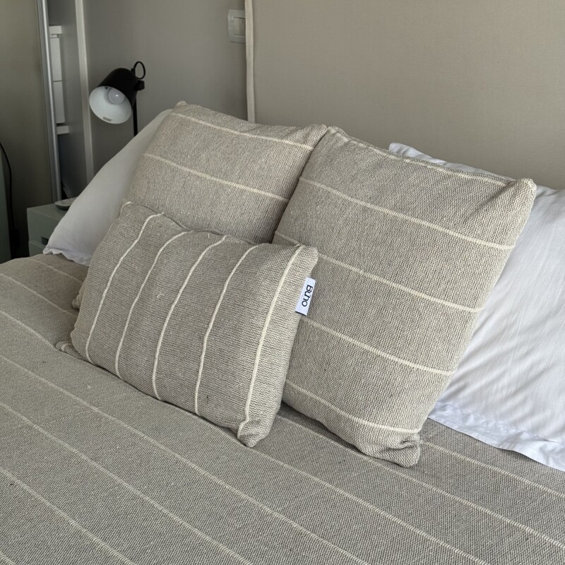 Funda de almohadón algodón 30x50cm Rayas Greige