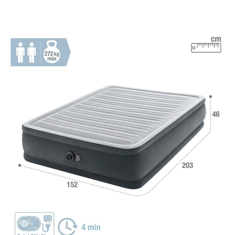 INTEX COLCHON DURA-BEAM DELUXE COMFORT PLUSH FIBER-TECH CON BOMBA 2 PLAZAS QUEEN Intex Colchon Dura-beam Deluxe Comfort Plush Fiber-tech Con Bomba 2 Plazas Queen