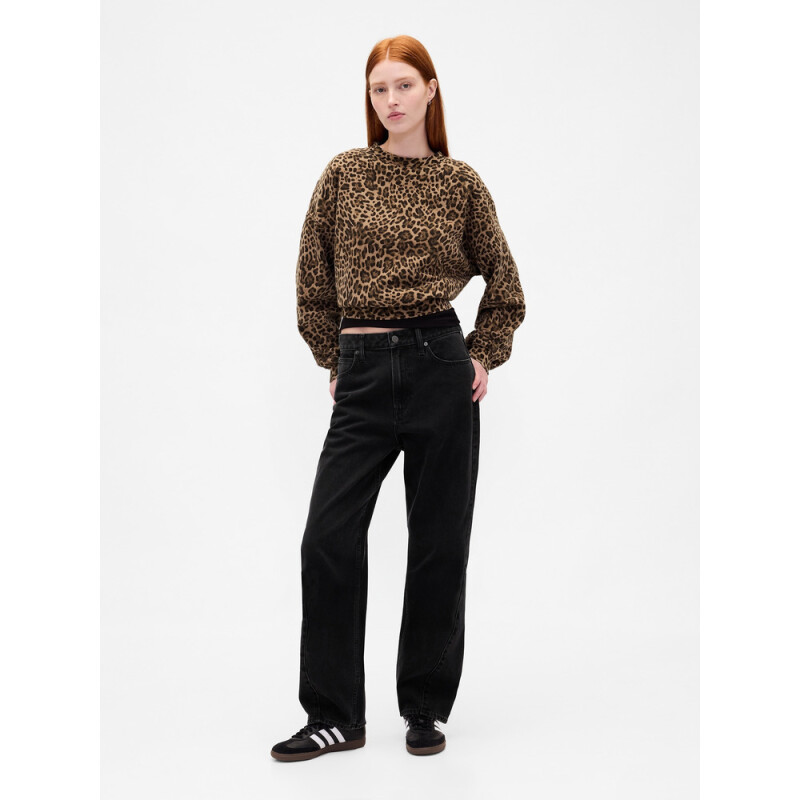 WEDGE SEAMED CREW PO ANIMAL PRINT