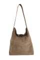 Tote bag de cuero con gamuza Beige