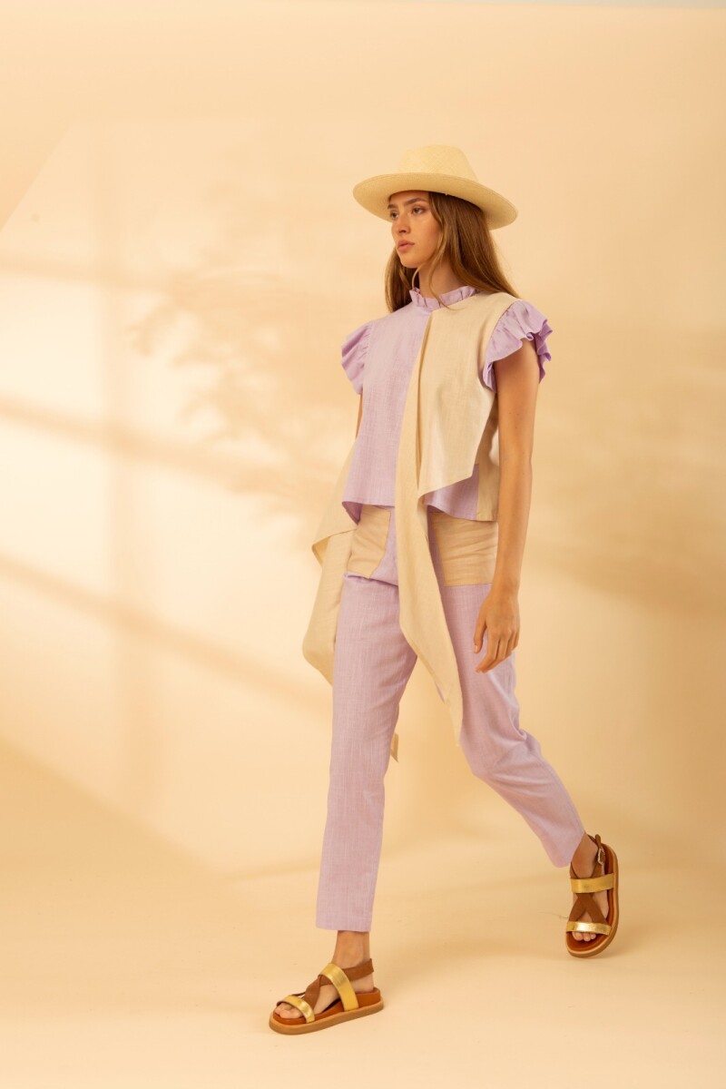 PANTALON AVA CORDEROY SS23 - Lila Y Beige 