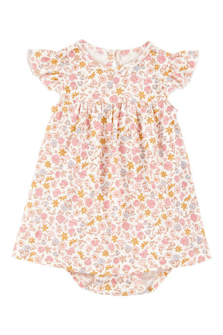Set dos piezas de algodón, vestido y saco, diseño floral Sin color