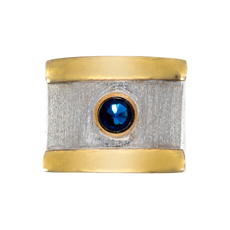 Anillo de plata 925 y double en oro 18 ktes con circonia. Anillo de plata 925 y double en oro 18 ktes con circonia.