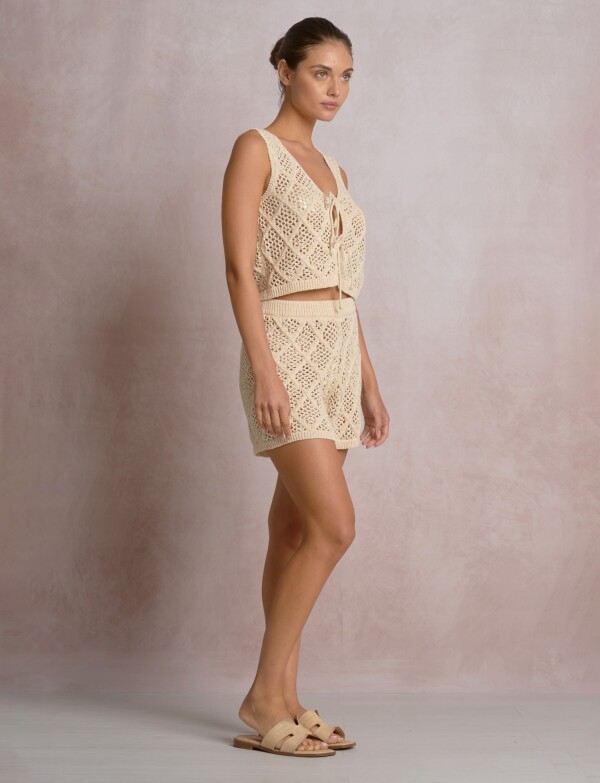 Short Crochet Tiro Alto BEIGE