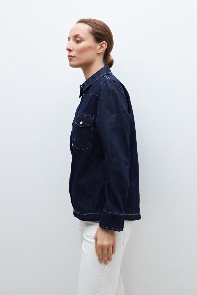 Camisa de jean jean oscuro