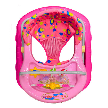 Andador Caminador Plegable P/ Bebé Didáctico + Babero Rosa