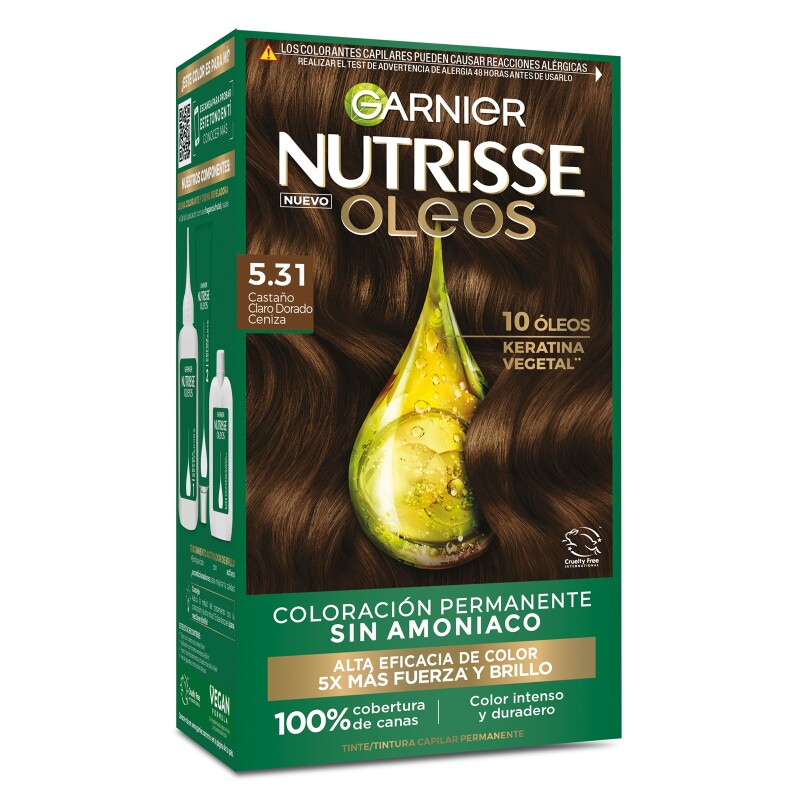 Tinta Garnier Nutrisse Oleos N°5.31 Castaño Dorado Cenizo Tinta Garnier Nutrisse Oleos N°5.31 Castaño Dorado Cenizo