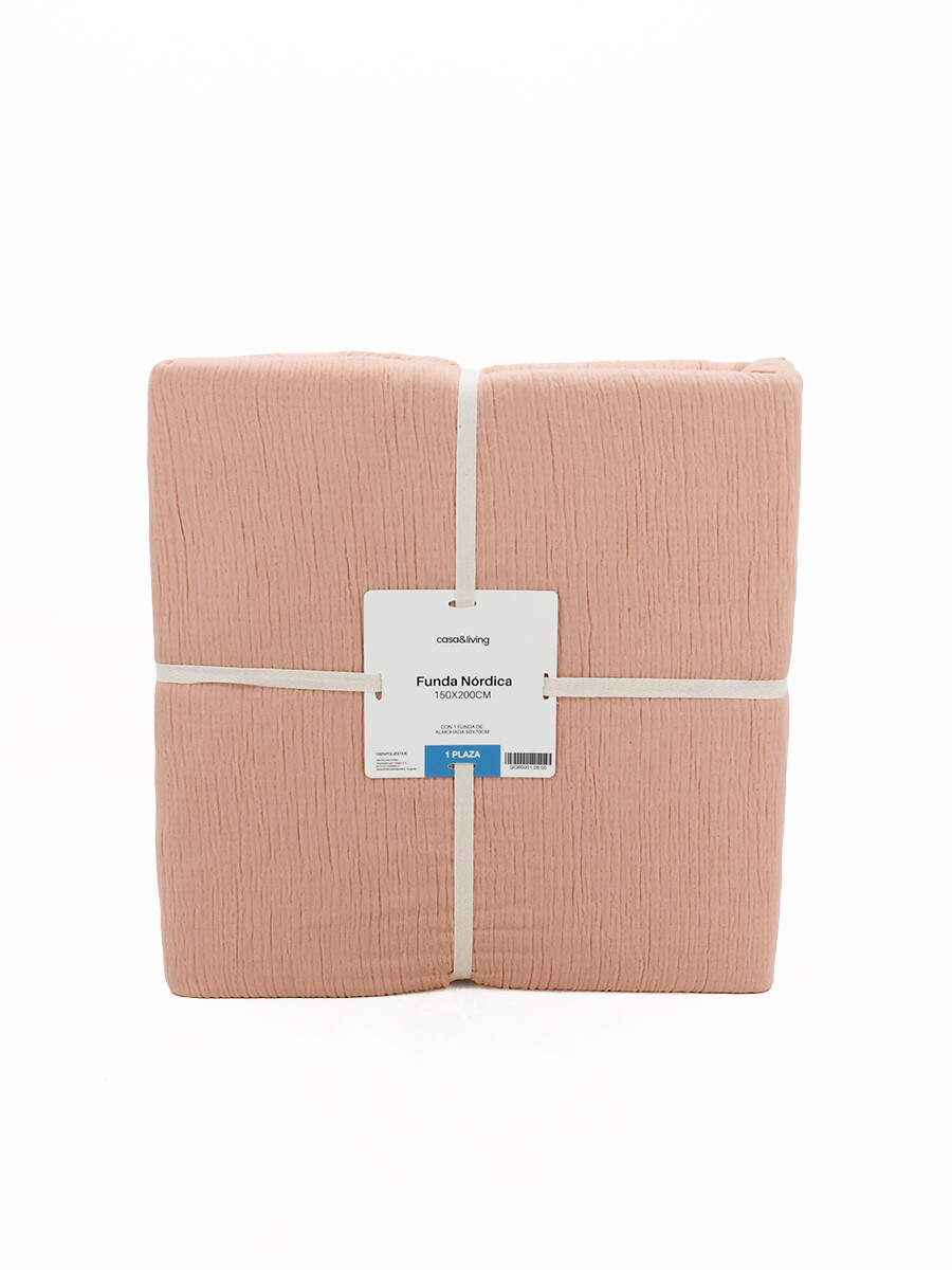 FUNDA NORDICA 1 PLAZA + FUNDA - ROSADO 