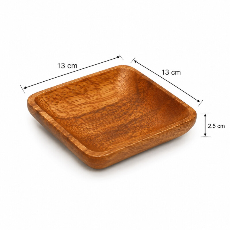 Copetinero Cuadrado Madera de Acacia Set 4 Unidades 13x13x2.5cm Copetinero Cuadrado Madera de Acacia Set 4 Unidades 13x13x2.5cm