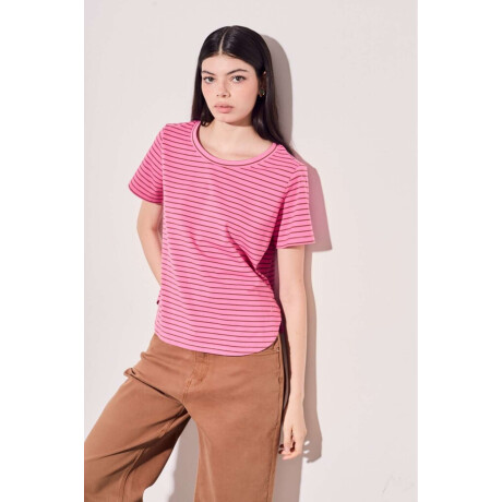 Remera Rayada Rosa