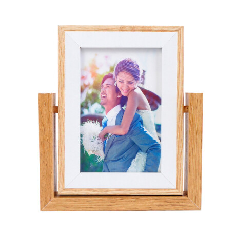 Portarretrato doble con marco giratorio de madera Portarretrato doble con marco giratorio de madera