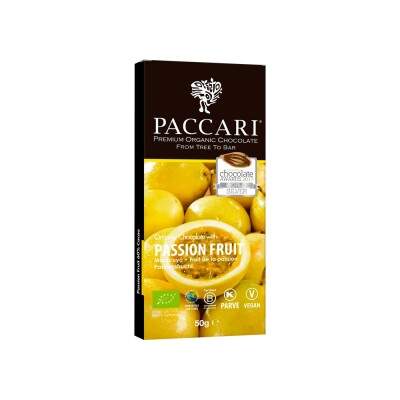 Chocolate Orgánico Maracuyá 60% Cacao 50 g Paccari Chocolate Peccari Org Maracuya