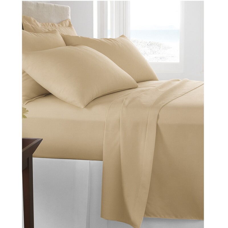 Sábanas 2 Plazas Juego 4 Piezas C/ Funda Almohadas Polyester Beige Liso Sábanas 2 Plazas Juego 4 Piezas C/ Funda Almohadas Polyester Beige Liso