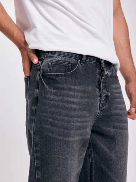 Pantalón jean ancho Gris Oscuro