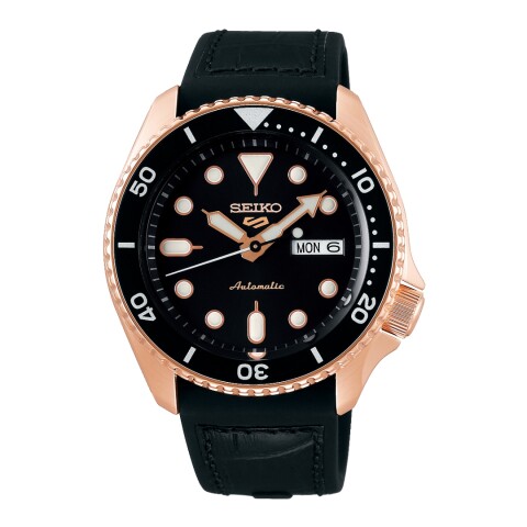 Reloj automático Seiko SRPD76K1 para hombre con correa de cuero Negro
