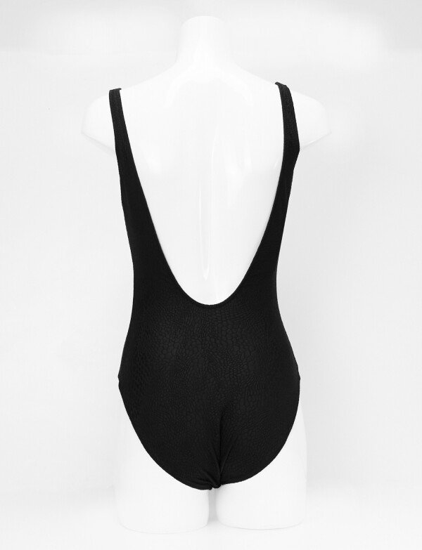 Malla Con Textura Escote V NEGRO