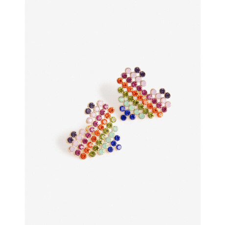 Aros Pasantes Corazón Strass Combinacion Multicolor