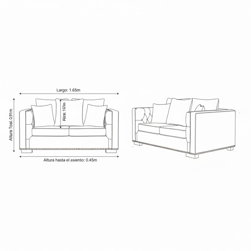 SOFA 2 PUESTOS MARIANA - CRUDO 305530 (CD) Unica