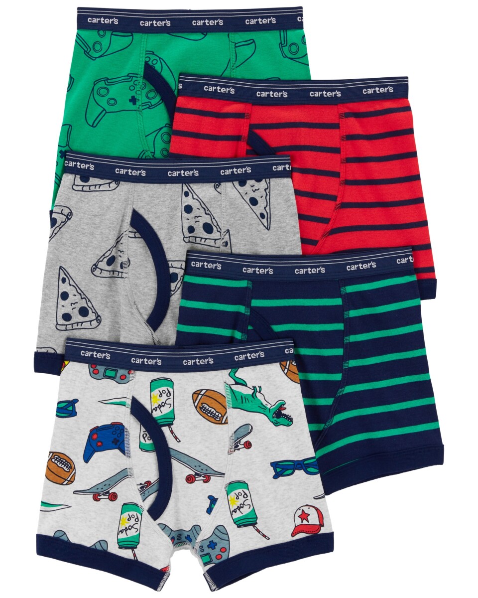 Pack cinco calzoncillos bóxer de algodón estampados 