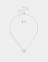 Bijouterie Set Con cubic zirconia Set De Aros Y Cadena Bañado En Plata - Plateado