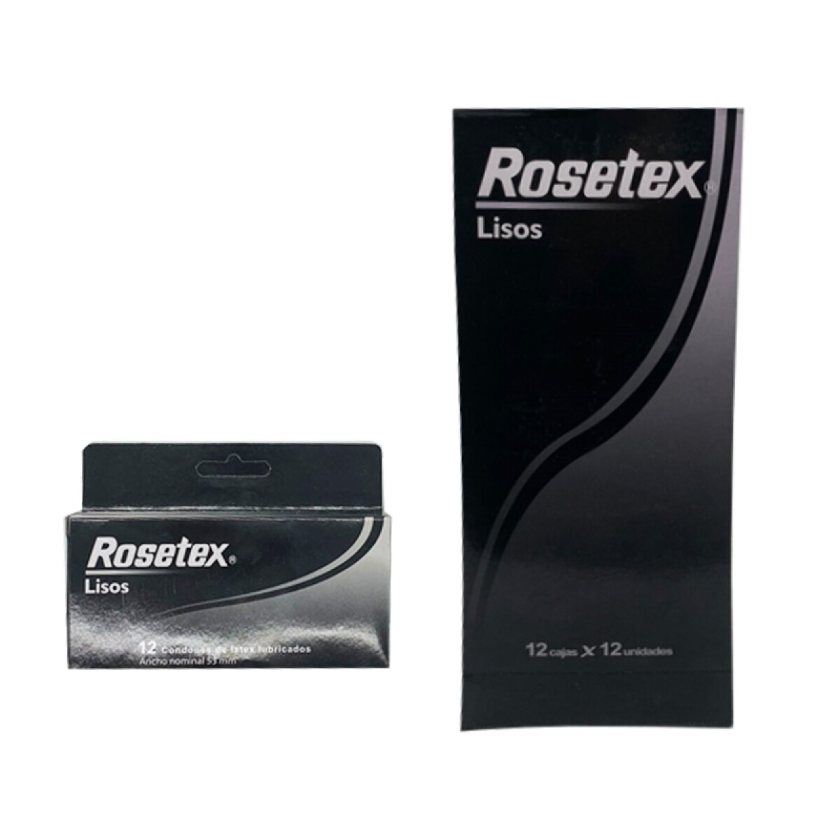 Preservativo ROSETEX Exhibidor(12 cajas 12pcs) - Preservativo ROSETEX Exhibidor(12 cajas 12pcs) LISO NEGRO+GRIS 
