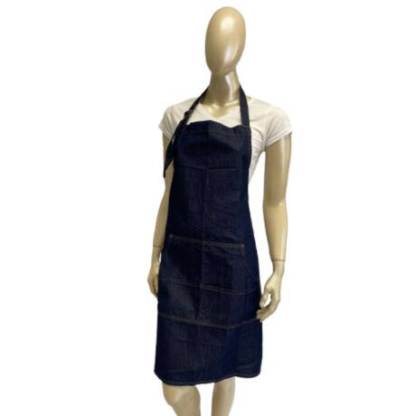 Delantal de Jean con peto, bolsillos y ajustes Azul marino