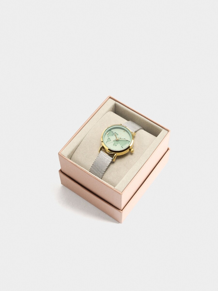 Reloj Con Esfera Mapamundi bicolor
