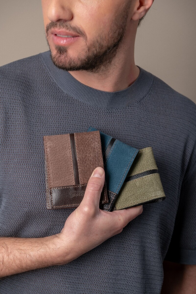 Billetera de cuero al corte - Chocolate 