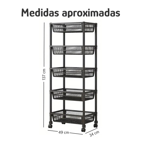 Estante Organizador 5 Pisos Con Ruedas Multiuso Cocina Baño Negro