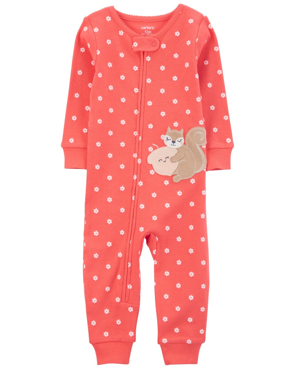 Pijama una pieza de algodón, estampa ardilla 