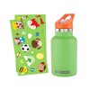 Botella infantil de acero inoxidable con stickers Verde