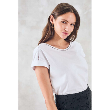 Remera Algodon Peinado Blanco