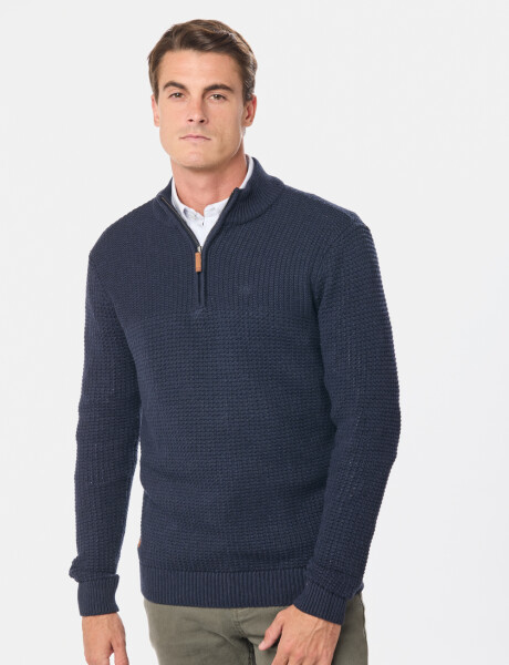 BUZO TEJIDO MEDIO CIERRE CON ESTRUCTURA Azul