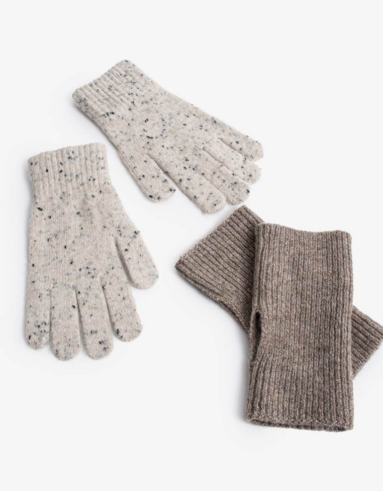 Guantes Tejidos Guante Con Miton Incluido - Combinacion Bicolor