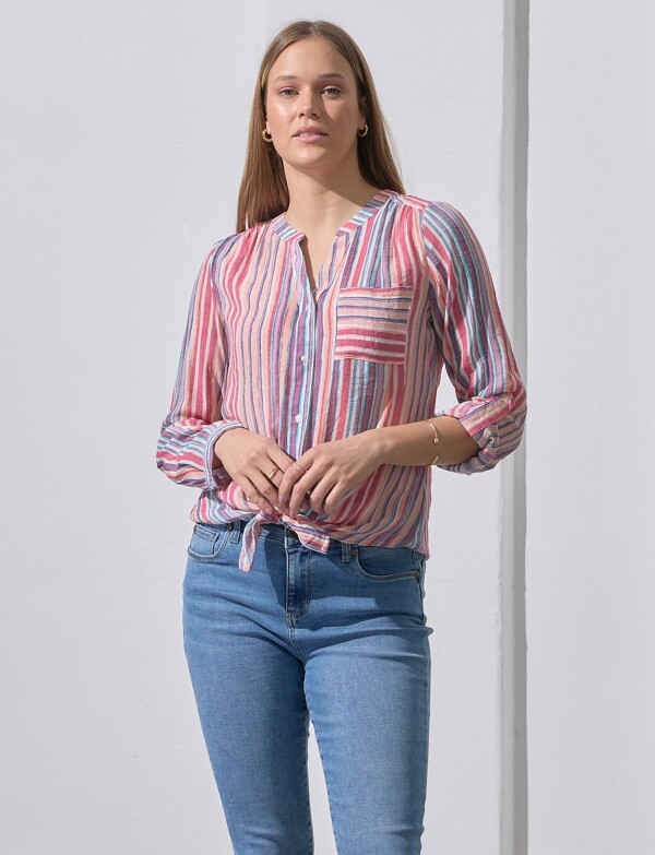 Blusa Gasa Nudo MULTI/FUCSIA