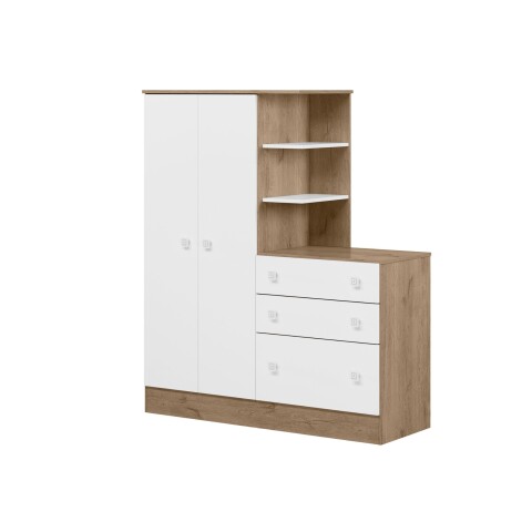 Ropero Con Cómoda 2 Puertas 3 Cajones 4070 QMOVI Carvallo|Blanco Ropero Con Cómoda 2 Puertas 3 Cajones 4070 QMOVI Carvallo|Blanco