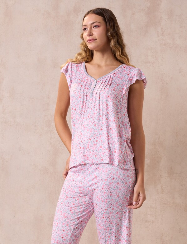 Pijama C/capri MULTI/ROSA